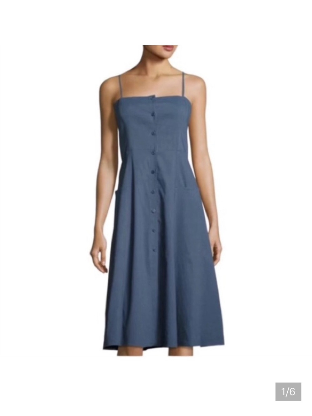 Theory Button Up Kayleigh dress midi blue 4